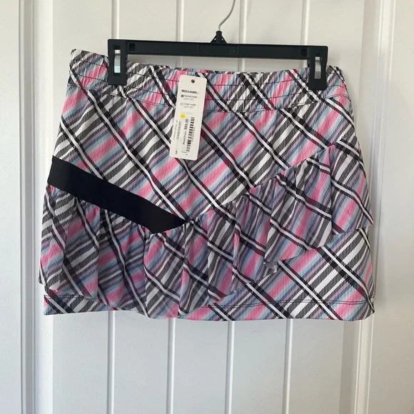 Lucky in Love Pink and Blue Ruffled A-Line Skirt - Picture 7 of 7